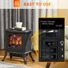 HOMCOM Electric Fireplace Heater, Freestanding Fireplace Stove with Realistic Logs and Flame Effect, 750W/1500W, Black
