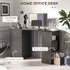 47 Inches Home Office Desk with 3-Tier Storage Shelves, Computer Desk with Drawers, Study Writing Table, Black