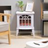 HOMCOM Electric Fireplace Heater, Freestanding Fireplace Stove with Realistic Flames Overheating Protection 750W/1500W, White