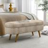 Ottoman Oval Storage Bench,Rubber Wood Legs, Gray (43.5"x16"x16")Brown