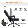 6-Point Vibration Massage Chair, Height Adjustable Reclining Computer Chair with Retractable Footrest, Black