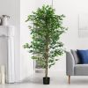 HOMCOM 6ft Artificial Tree, Indoor Fake Ficus with Pot, for Home Office Living Room Decor