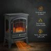 HOMCOM Electric Fireplace Heater Freestanding Fireplace Stove with 3-Side Realistic Flame Overheat Protection 750W/1500W, Black