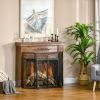 HOMCOM 3-Panel Folding Fireplace Screen for Wood Burning with Double Doors, Home Heavy Duty Steel Fire Spark Guard, 47.25" W x 31" H, Black