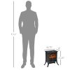 HOMCOM Electric Fireplace Heater, Freestanding Fireplace Stove with Realistic Logs and Flame Effect, 750W/1500W, Black