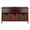 Adriana 4-Pc Storage Bench with 3 Foldable Woven Baskets; Walnut