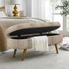 Ottoman Oval Storage Bench,Rubber Wood Legs, Gray (43.5"x16"x16")Brown