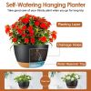4Pcs Hanging Planter with 9.64In Diameter Drainage Holes Removable Self-Watering Tray Plastic Hanging Flower Plant Pots For Indoor Outdoor Herb Ivy Fe