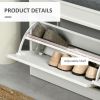 HOMCOM Shoe Storage Bench Modern with Thick Padding Hook and Loop Fastener for Entryway Hallway White Grey