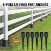 VEVOR Fence Post Anchor Ground Spike, 6 Pack 24 x 4 x 4 Inches Outer Diameter (Inner Diameter 3.5 x3.5 Inches), Metal Black Powder Coated Post Stake G