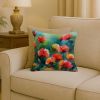 Ohio Scarlet Carnations in Watercolor Throw Pillow Machine Washable, Indoor Outdoor Decorative Pillow for Couch, Bed or Patio, 18Hx18W