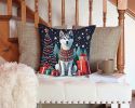 Siberian Husky Christmas Throw Pillow Machine Washable, Indoor Outdoor Decorative Pillow for Couch, Bed or Patio, 14Hx14W