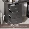 47 Inches Home Office Desk with 3-Tier Storage Shelves, Computer Desk with Drawers, Study Writing Table, Black