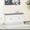 HOMCOM Shoe Storage Bench Modern with Thick Padding Hook and Loop Fastener for Entryway Hallway White Grey