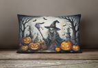 More Spooky Halloween Throw Pillow Throw Pillow for Indoor Couch Bed Outdoor Patio Washable, Witch 2282,12Hx16W