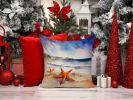 Starfish Throw Pillow Machine Washable, Indoor Outdoor Decorative Pillow for Couch, Bed or Patio, 14Hx14W