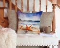 Starfish Throw Pillow Machine Washable, Indoor Outdoor Decorative Pillow for Couch, Bed or Patio, 14Hx14W