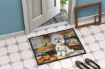 NEW Bichon Frise Fall Kitchen Pumpkins Doormat Front Door Mat Indoor Outdoor Rugs for Entryway, Non Slip Washable Low Pile, 18H X 27W