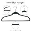 Velvet Adult Clothing Hangers, 100 Pack, Black, Non-Slip, Space Saving