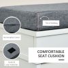 HOMCOM Shoe Storage Bench Modern with Thick Padding Hook and Loop Fastener for Entryway Hallway White Grey