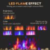 HOMCOM 28.5" 1450W Electric Wall-Mounted Fireplace with Flame Effect, 7 Color Background Light, Black