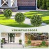HOMCOM 2 Pack 1.3ft Artificial Ball Boxwood Topiary with Ground Stake, UV Resistant Faux Greenery for Indoor Outdoor