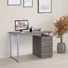 47" L Computer Desk Writing Table Workstation with Multi-Use Reversible File Drawers Metal Frame Home Office Furniture, Dark Wood Grain
