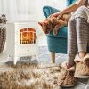 HOMCOM Fireplace Stove, Electric Fireplace Heater with Realistic LED Flames and Logs, 725W/1450W, Beige