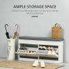 HOMCOM Shoe Storage Bench Modern with Thick Padding Hook and Loop Fastener for Entryway Hallway White Grey