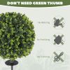 HOMCOM 2 Pack 1.3ft Artificial Ball Boxwood Topiary with Ground Stake, UV Resistant Faux Greenery for Indoor Outdoor