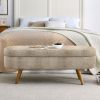 Ottoman Oval Storage Bench,Rubber Wood Legs, Gray (43.5"x16"x16")Brown