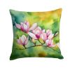 Mississippi Magnolia in Watercolor Throw Pillow Machine Washable, Indoor Outdoor Decorative Pillow for Couch, Bed or Patio, 14Hx14W