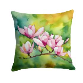 Mississippi Magnolia in Watercolor Throw Pillow Machine Washable, Indoor Outdoor Decorative Pillow for Couch, Bed or Patio, 14Hx14W (Default: Default)