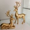 NORTHEUINS Resin Golden Couple Deer Figurines for Interior Nordic Animal Statue Official Sculptures Home Decoration Accessories