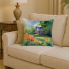 Massachusetts Mayflowers in Watercolor Throw Pillow Machine Washable, Indoor Outdoor Decorative Pillow for Couch, Bed or Patio, 14Hx14W