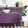 12 Pcs Peel And Stick Brick Tiles Wall Decor PVC Purple Brick Wallpaper Wall Tile Backsplash Self-Adhesive Wall Stickers - Durable, Waterproof For Kit