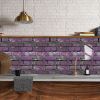 12 Pcs Peel And Stick Brick Tiles Wall Decor PVC Purple Brick Wallpaper Wall Tile Backsplash Self-Adhesive Wall Stickers - Durable, Waterproof For Kit