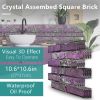 12 Pcs Peel And Stick Brick Tiles Wall Decor PVC Purple Brick Wallpaper Wall Tile Backsplash Self-Adhesive Wall Stickers - Durable, Waterproof For Kit