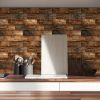 12 Pcs Wood Grain Wall Stickers Self Adhesive Stick On Backsplash PVC Peel And Stick Tiles For Kitchen Wall Bathroom Waterproof Kitchen Oil-Proof Easy